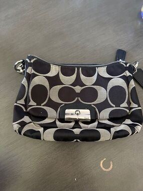 Coach Black and Gray Signature Canvas Crossbody